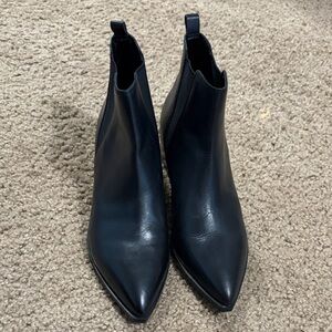 Marc Fisher Women's Black Pointed Leather Ankle Boots